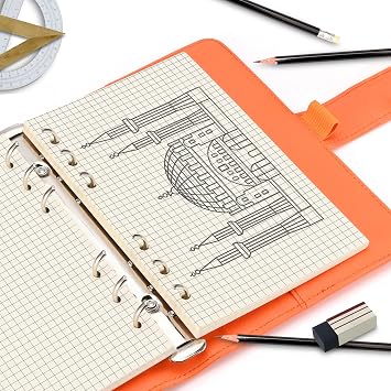 2 Pieces (160 sheets) A6 Grid Refill Paper for A6 6-Ring Binder.Refill Paper 6 Hole/Budget Planner Binder Insert/Refillable Paper/Filler Paper/Binder Paper Lined/Ring Binder Paper.
