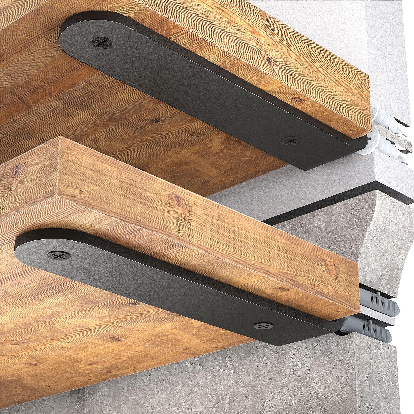 WELDUN 6 Stücke Regalhalterung Regalträger 15 cm, Schwerlast Regalwinkel für die Wandmontage, Tragkraft 70 KG, Schwarz