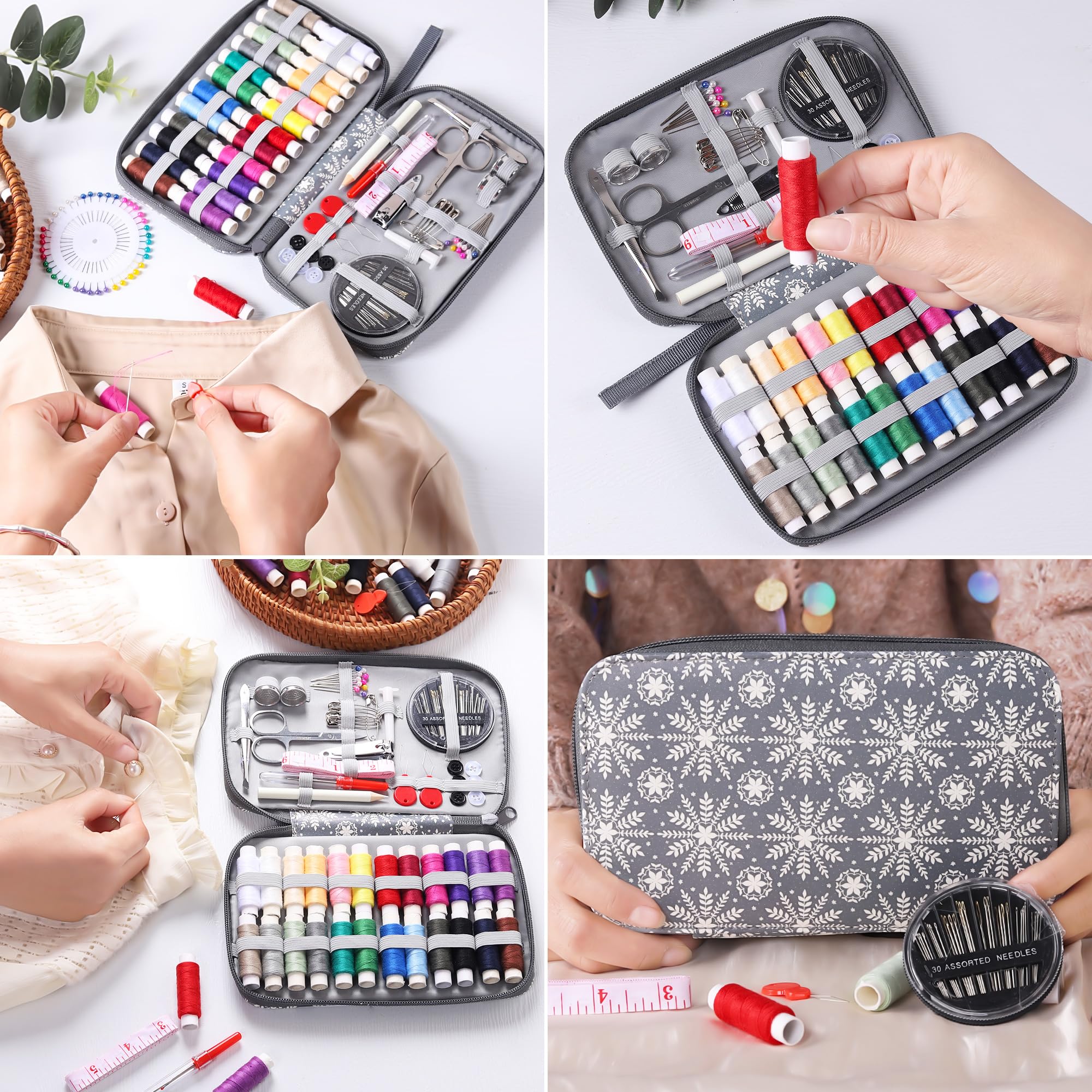 Sewing Kit with Flower Case, Complete Threads and Needles Set, Basic Sewing Accessories 24Pcs Thread Spool for Adults DIY - Image 3