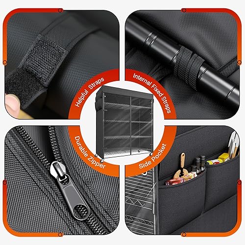 Miniatura 5 de REIBII Estantes de almacenamiento de 45 pulgadas de ancho, estantes de metal impermeables con cubierta, a prueba de polvo, cubiertas de estantería