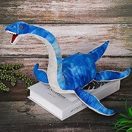 AULUDA Plesiosaurus Plush Toy, Dinosaur Stuffed Animal Throw Plushie Pillow Doll, Soft Blue Fluffy Friend Hugging Cushion - Present for Every Age & Occasion