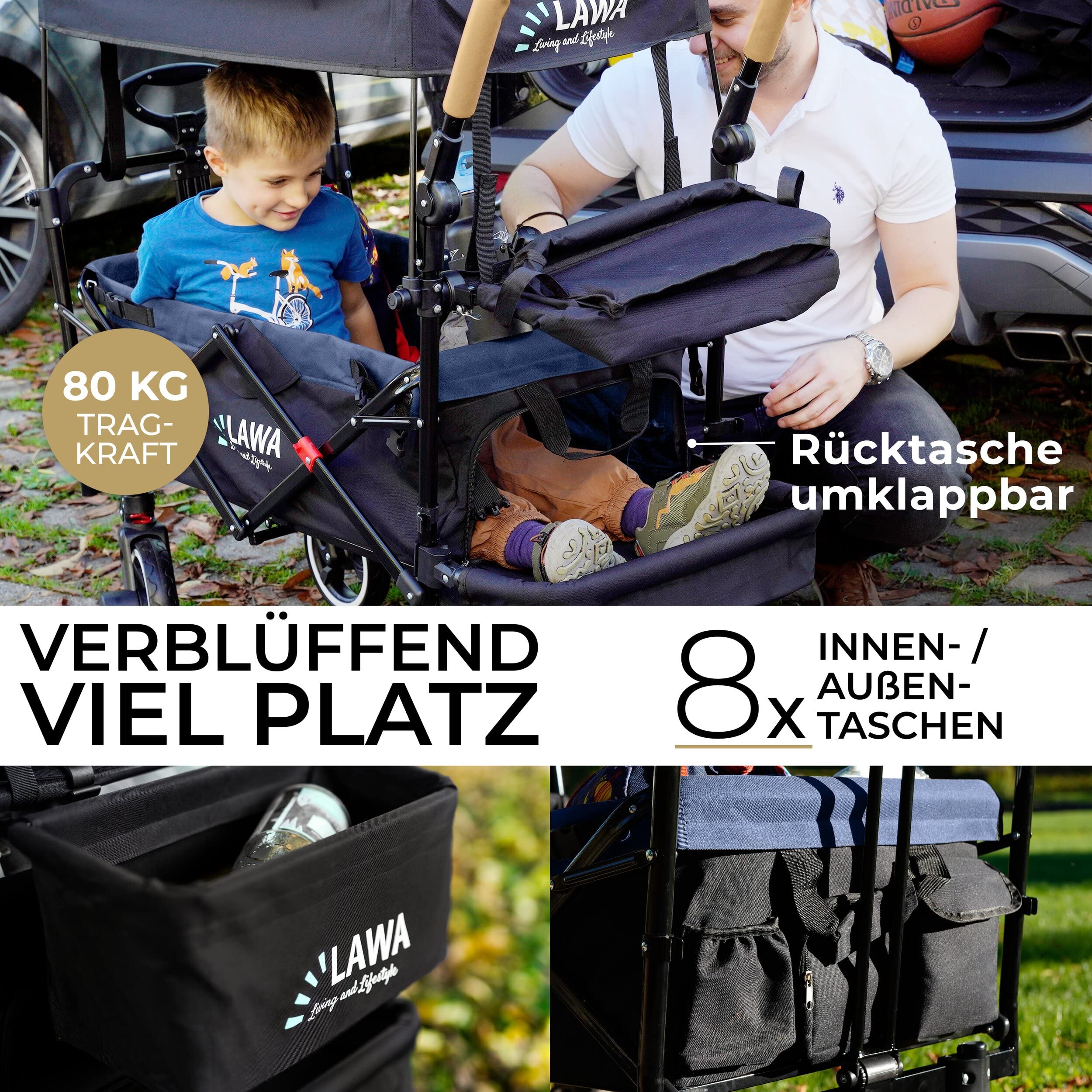 Carrello a spinta con tetto carrello campeggio carretto con tetto carrello da spiaggia bambini Cofano antipioggia Zanzariera Tazza Freno Ammortizzatore portata 80 kg 1-8 anni bambino carro pieghevole