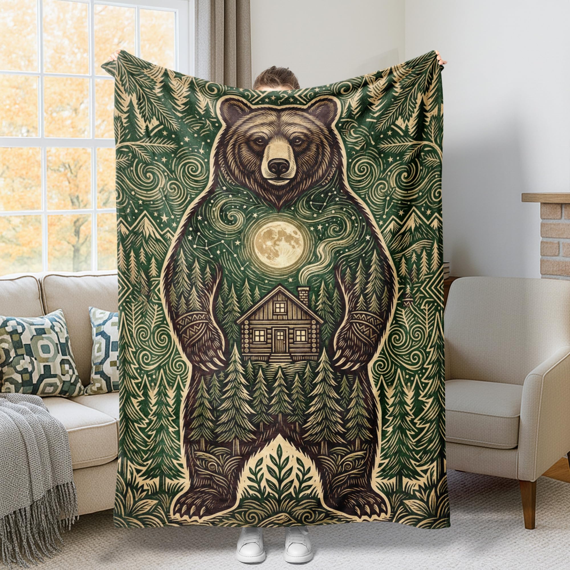 Manta mullida verde de oso 60x80 compacta y decorativa para el frío