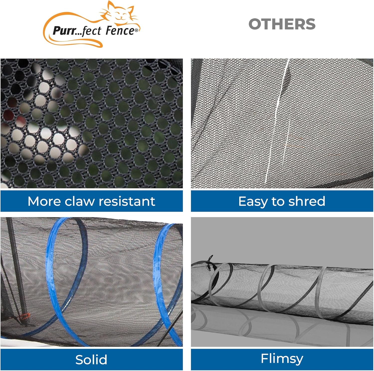 Purrfect Play Tunnel for Pets - Heavy-Duty Indoor/Outdoor Cat and Small Pet Tube, Portable Collapsible HD Screen Mesh Tubes, 63 x 18.1 Inches