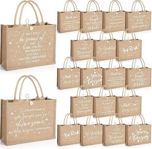 Regalo de agradecimiento para profesores para mujeres, enfermera, oficina, compañera de trabajo, regalo inspirador de yute de arpillera, bolsa de