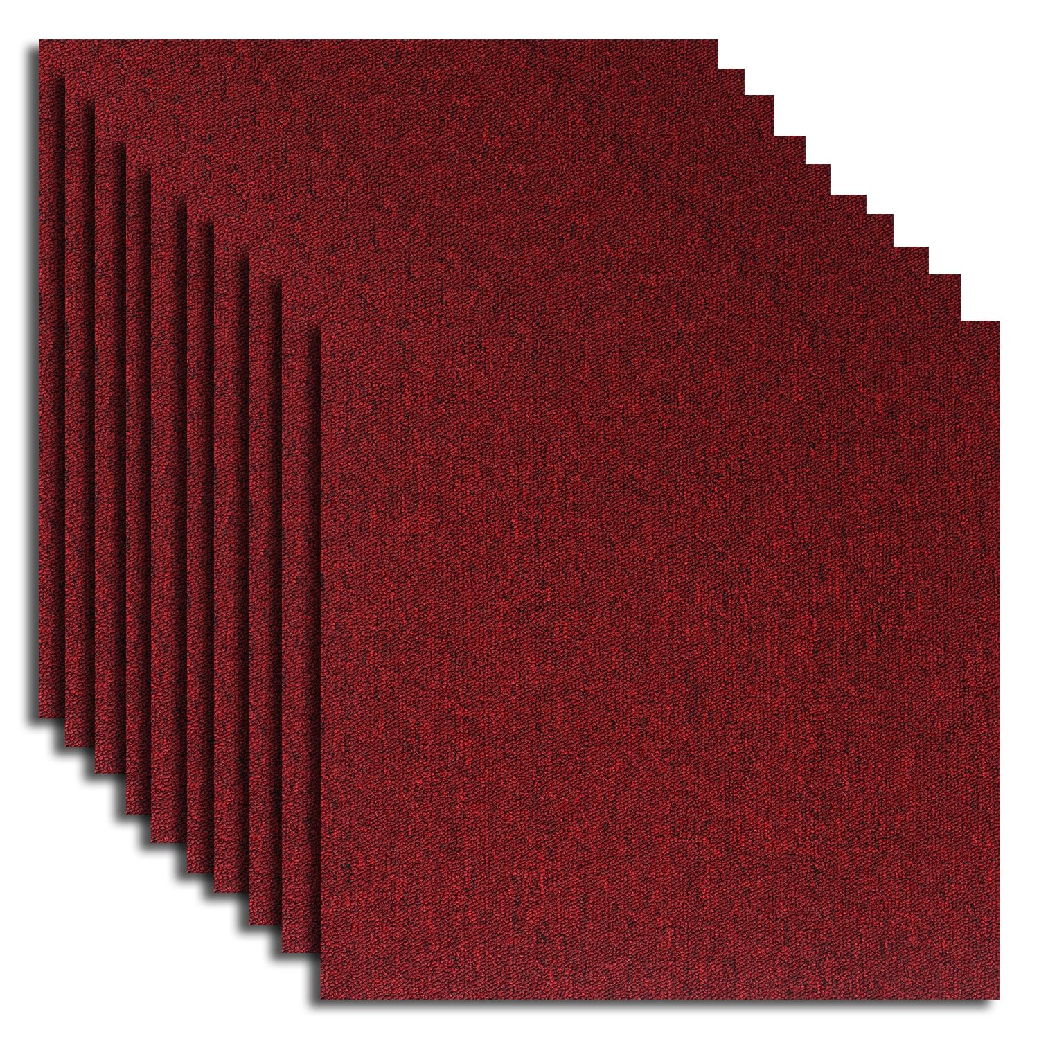 20PCS Carpet Tiles 5m2 Box Heavy Duty Carpet Floor Tiles Non-Slip Interior Floor Tiles 50X50cm for Flooring Home Office Living Room Bedroom Commercial Apartment (Red) โ image 1