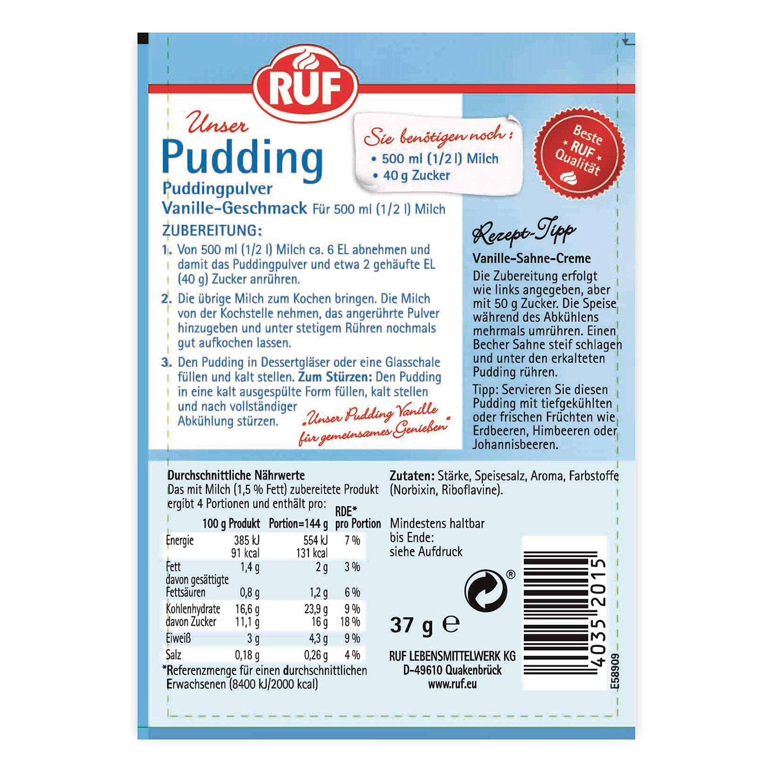 Réputation Pudding Poudre Vanille pour 1/2 L, 22er Pack (22 x Lot de 5)
