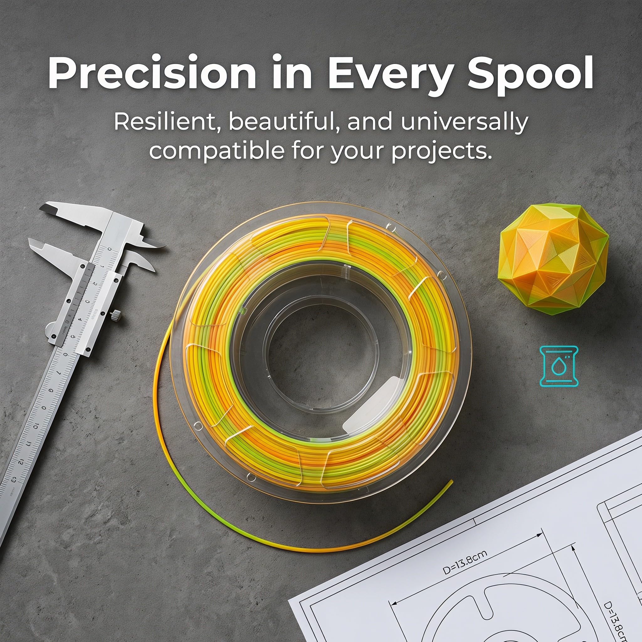Toddmomy Paquete de 6 rollos de filamento PLA para impresora 3D - Bobina de filamento transparente pastel de 1,75 mm - Suministro de impresión 3D multicolor translúcido para proyectos de bricolaje y