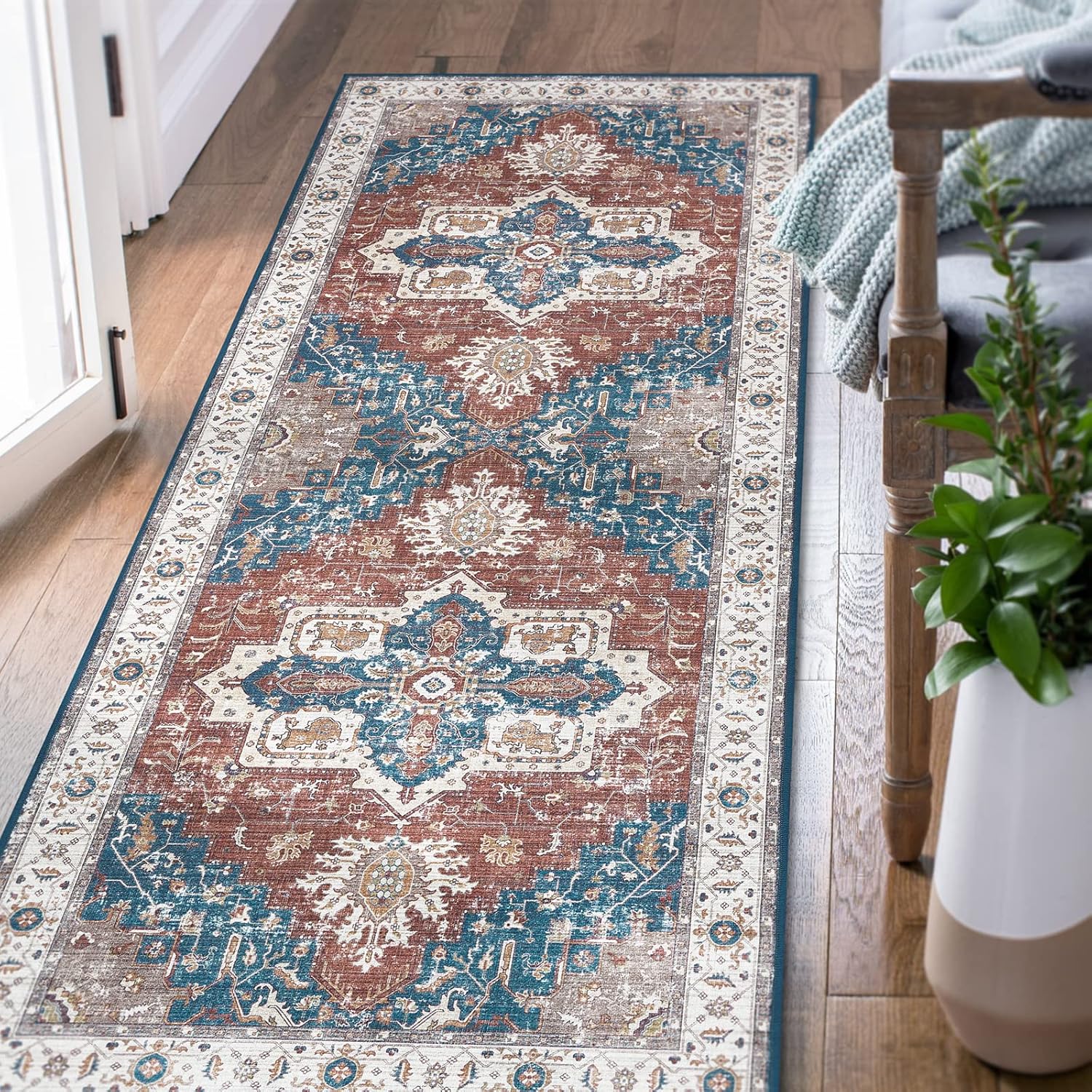 jinchan Runner Rug 2x6 Hallway Persian Area Rug Vintage Indoor Rusty