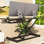 Convertisseur de bureau, 42" Riser de bureau réglable en hauteur pour les moniteurs doubles avec plateau de clavier, noir