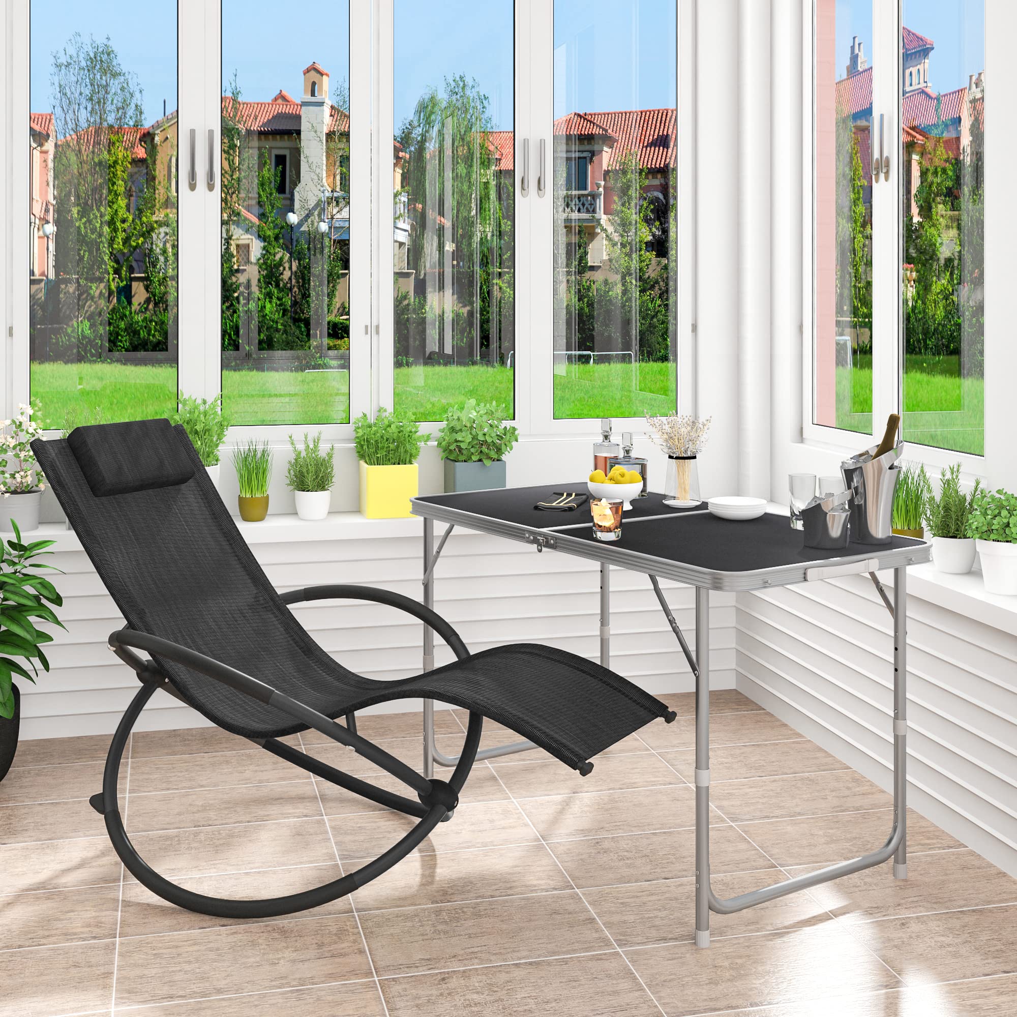 WOLTU Lot de 2 Chaise Longue Pliable Bain de Soleil pour Jardin fauteil Relax Baignoire en Tissu Respirant Charge maximale 160 kg, Noir, LS002sz-2