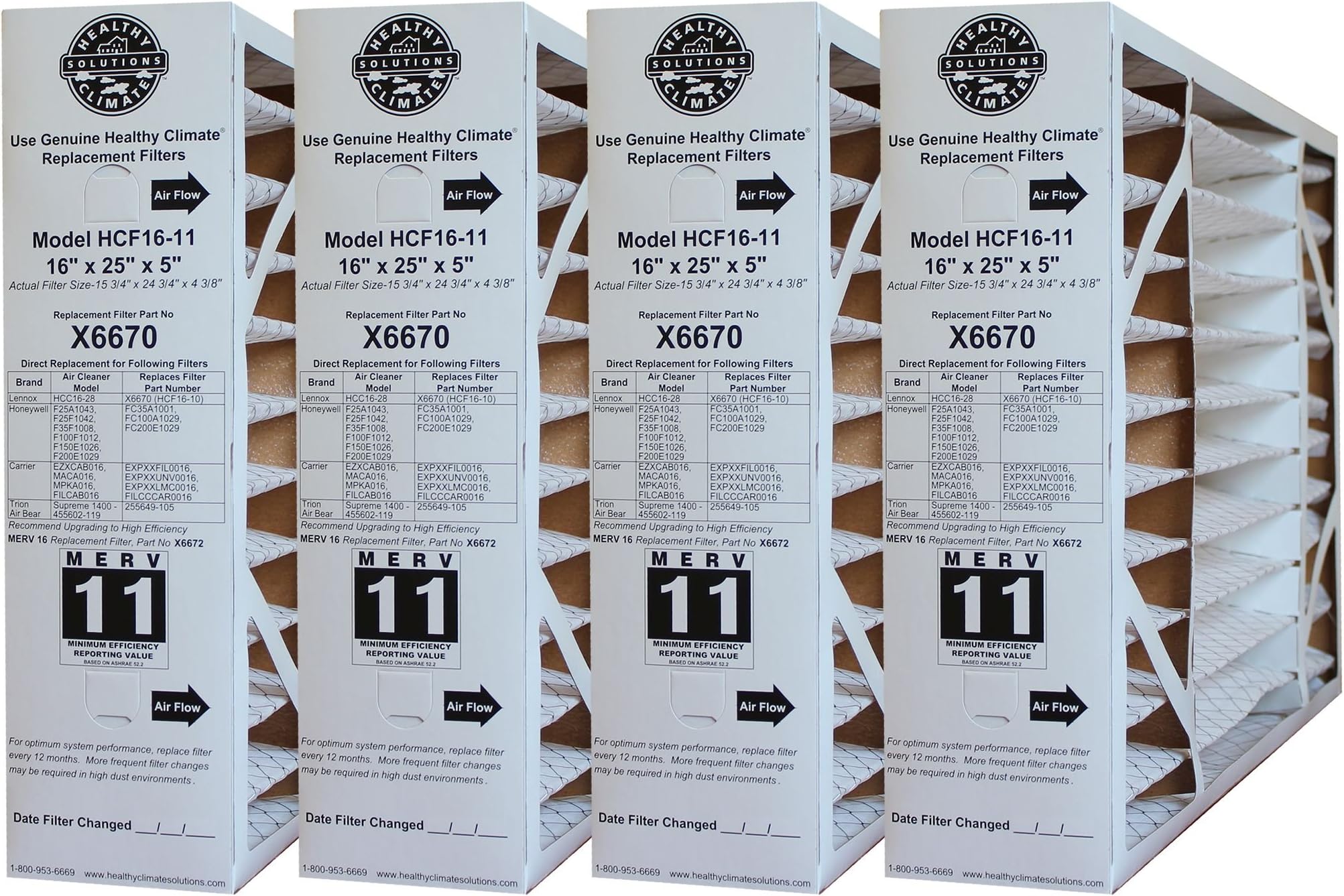 X6670 Lennox OEM Merv 11 Filter Media 16"X25"X5" Fits X6660 HCC1628