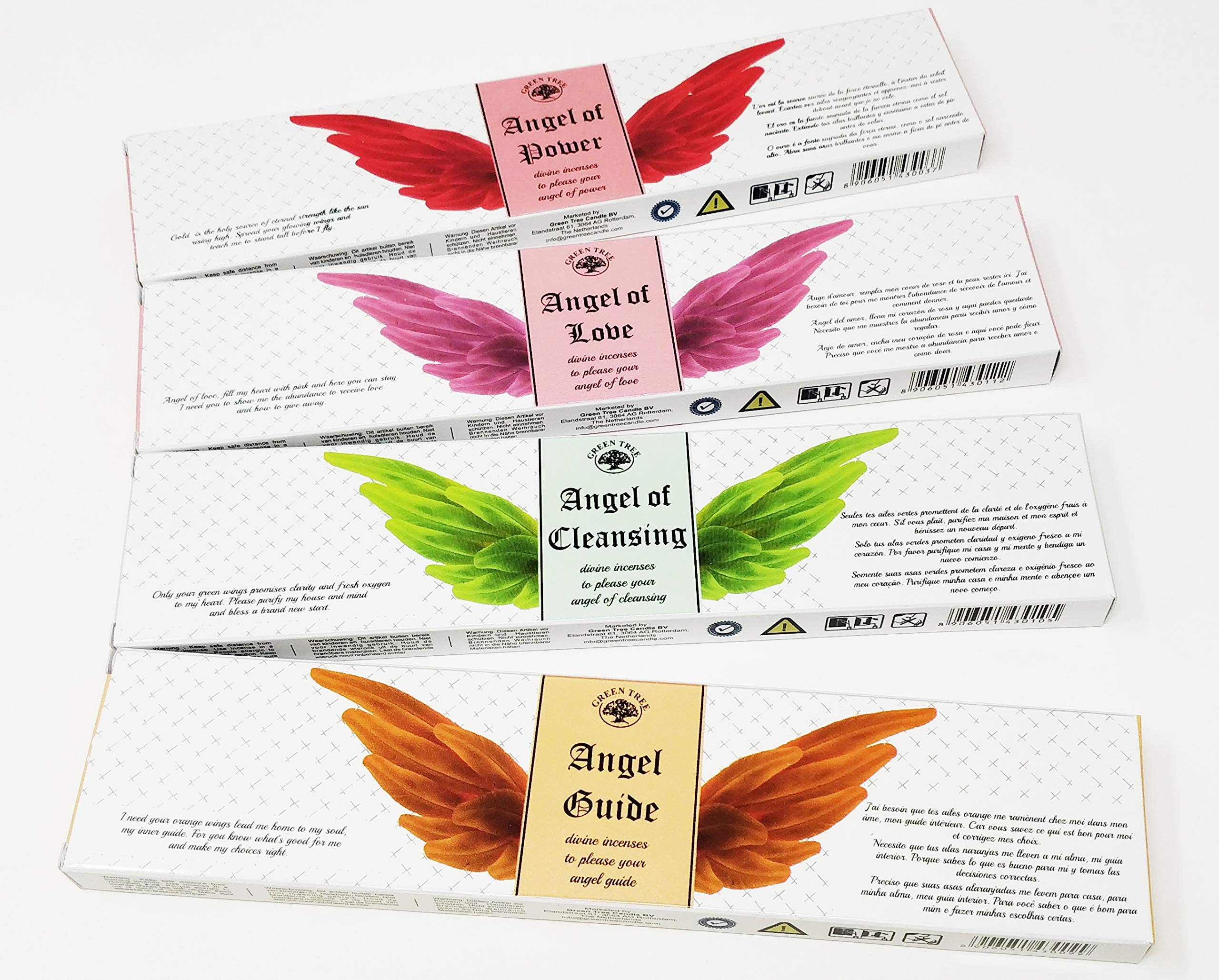 Green Tree Masala Premium Incense Sticks Angel Collection: Love, Power, Cleansing, Guide with SE Air Freshner GT7