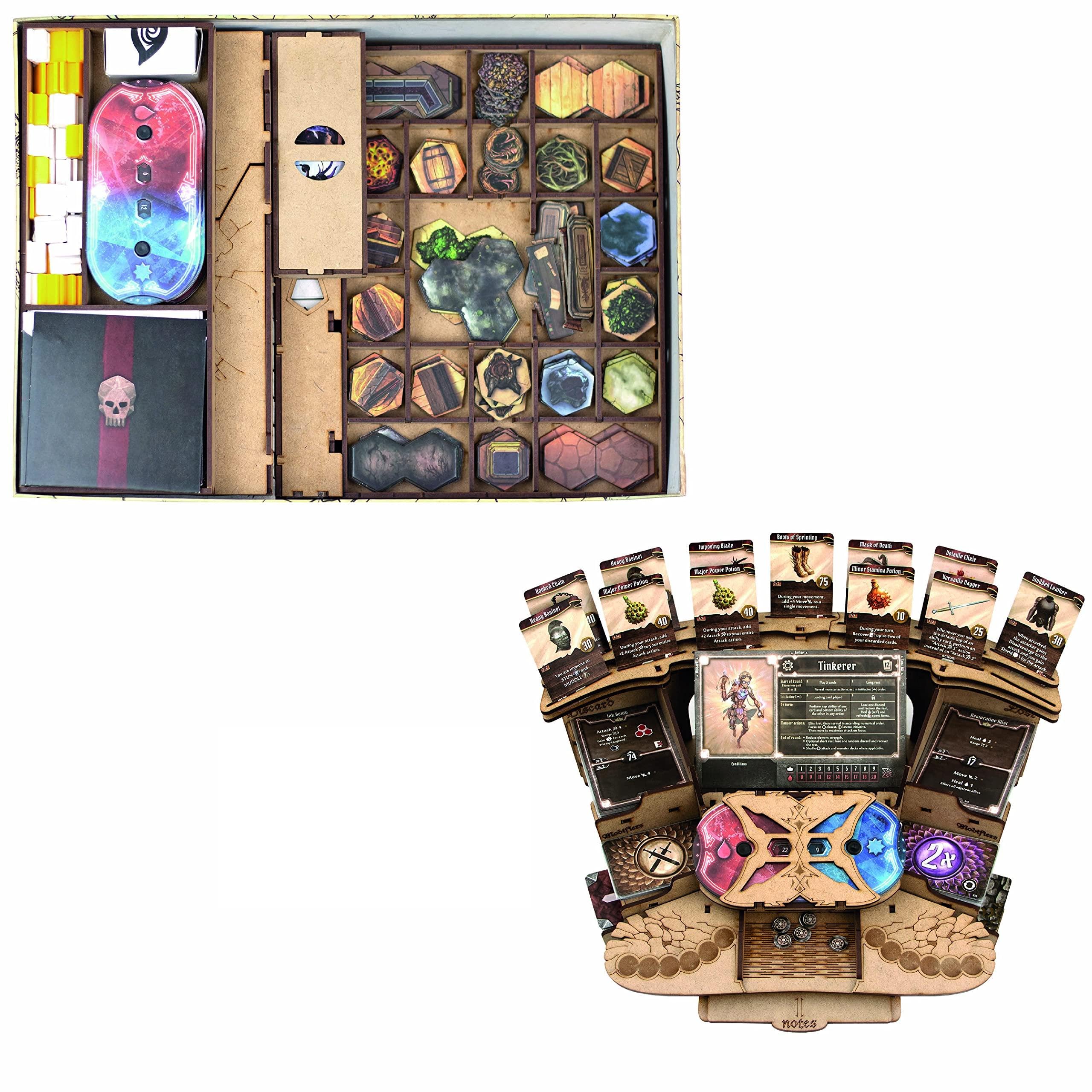 TowerRex Gloomstalker Bundle with 2 Playerboards | Storage Solution for Gloomhaven Board Game Forgotten Circles Expansion | Insert for Gloomhaven Organizer Kit | Gloomhaven Card and Token Tray Box