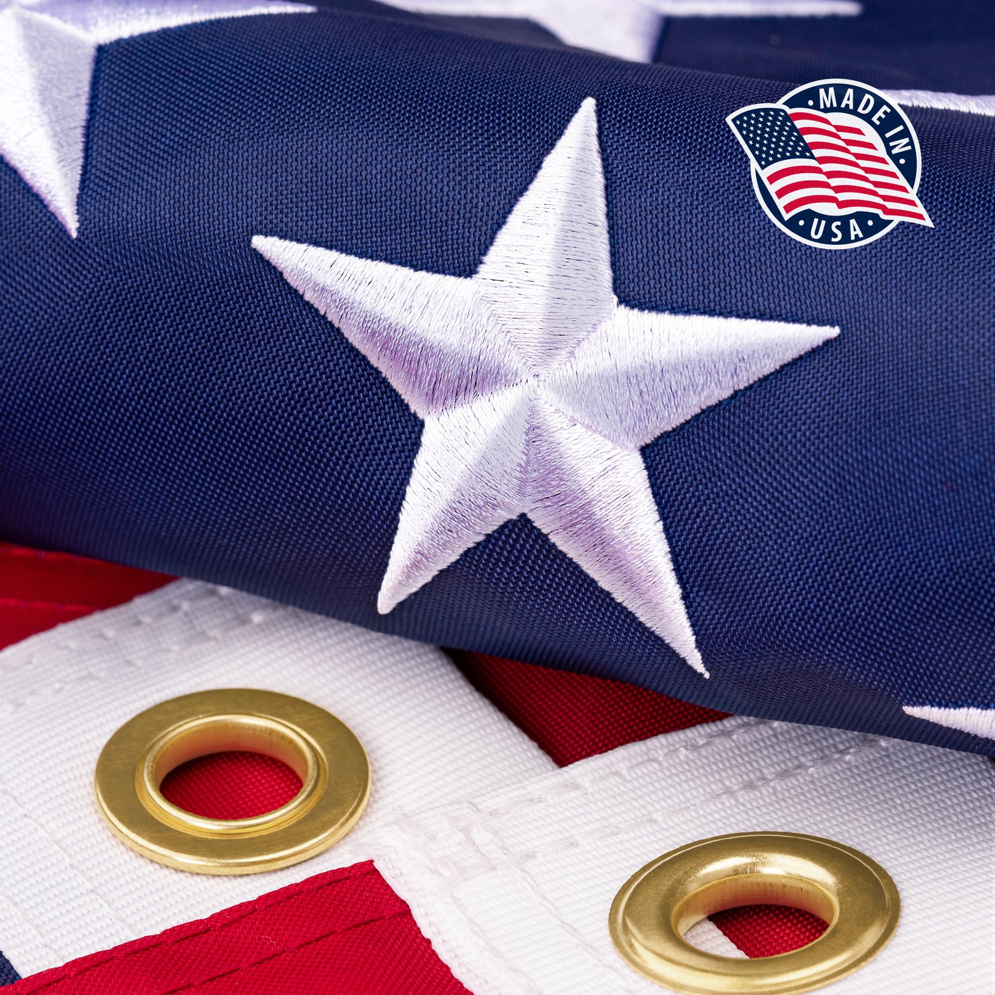 American Flag 3x5 ft for Outside, Heavy Duty USA Longest Lasting, Tough 210D US Flags with Embroidered Stars, Sewn Stripes, Brass Grommets, Indoor/Outdoor All Weather Use