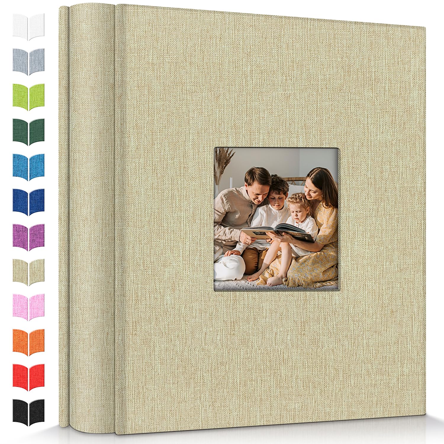 Artfeel Photo Album 4x6 with 600 Pockets,Slip-in Picture Albums,Linen Cover Memory Book with Front Window,White Page Vertical Photo Book for Wedding,Family,Anniversare,Baby,Vacation