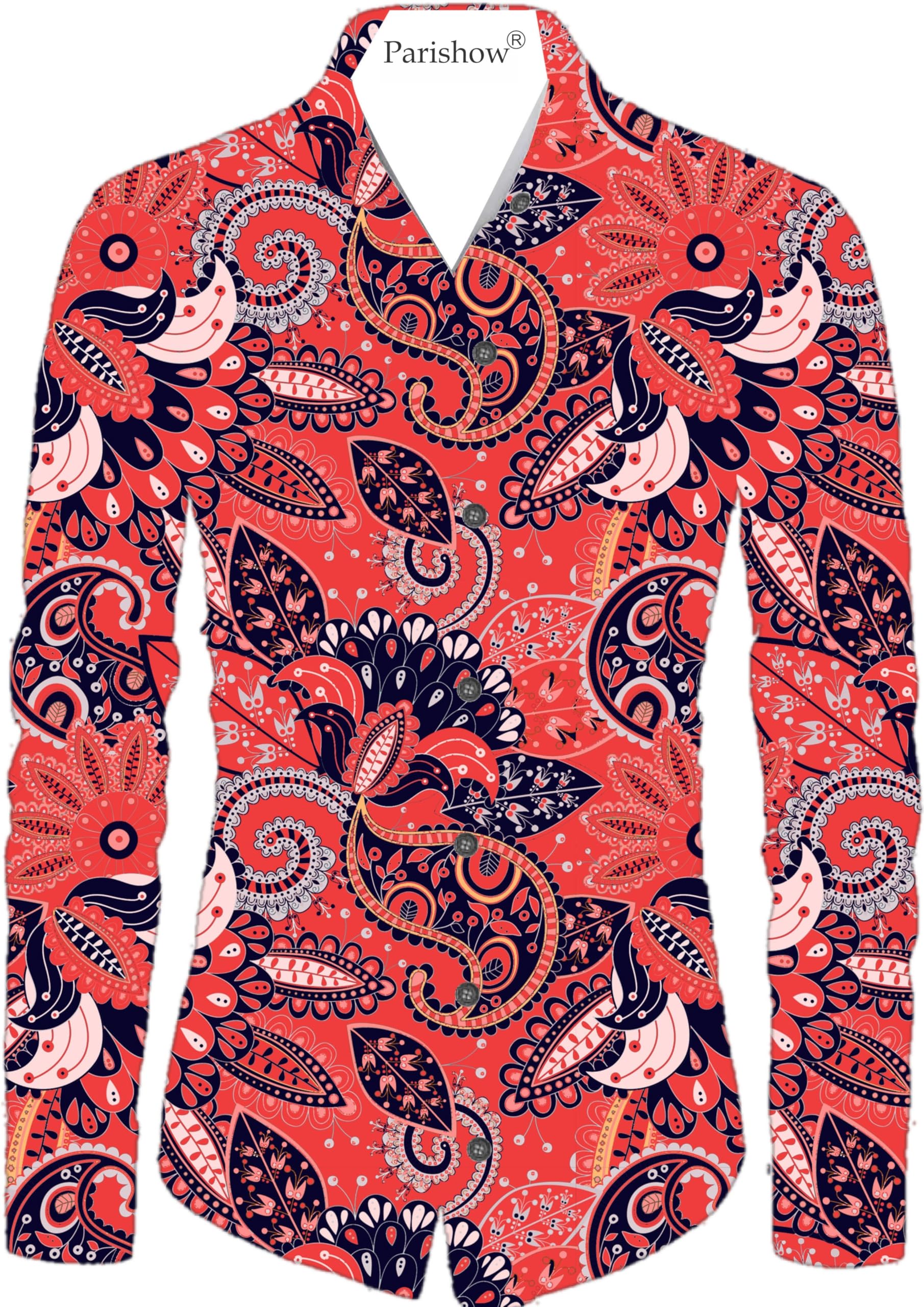 Polycotton Printed Shirt Fabric (Unstitched) PJE-Multic RedL-1-picture-13