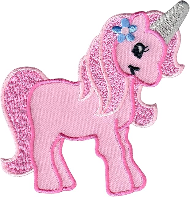 PatchMommy Unicorn Patch, Iron On/Sew On - Embroidered Applique Motif for Children Kids Baby (Pink)