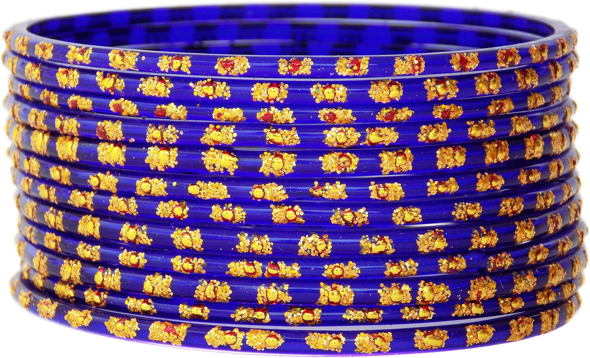 Glass Bangles for Women & Girls Indian Traditional Jewelry Glass Bangles Set Set for Ethnic Daily Wear, Bridal Bangles for Indian Marriage (Set of 12) - Blue