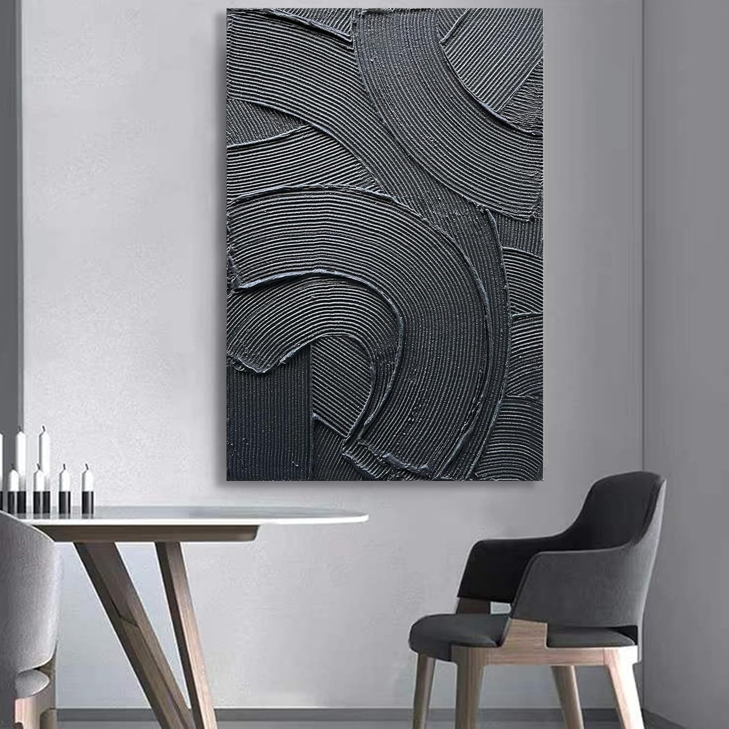 Art 36x24 inch Hand-Painted Black Texture Art Oil Painting Modern Abstract Art Home Wall Decoration Painting
