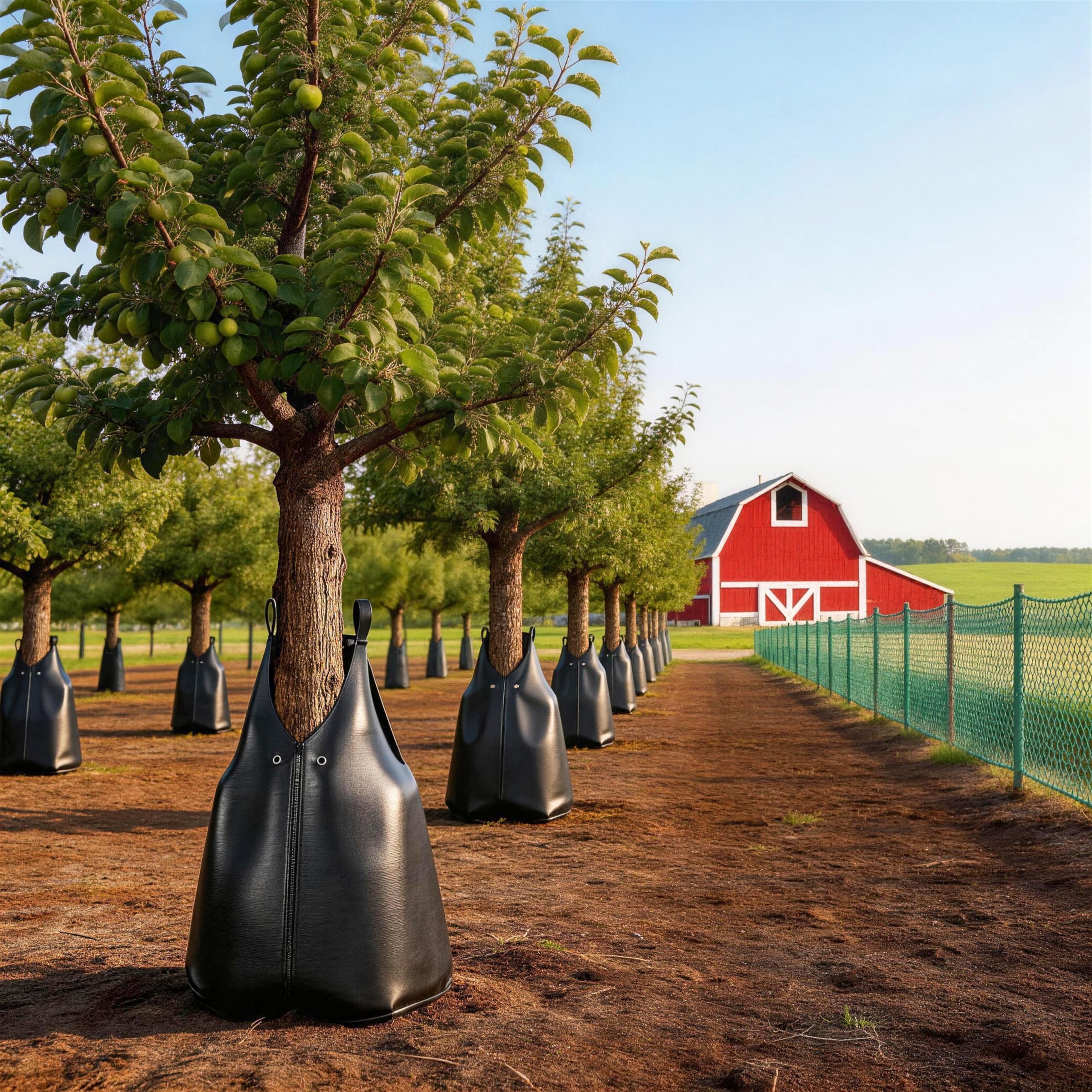 Aufun 5er Set 75 L Baumbewässerungsbeutel, PVC-Tasche langlebig, Garten-Bewässerungssystem mit Einfüllöffnung Ø 8,5 cm Robust und Wetterbeständig für kleine und große Bäume, Jungbäume,Schwarz