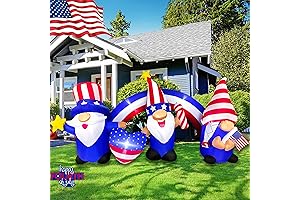7 FT Independence Day Inflatable 3 Gnomes with Archway Decorations