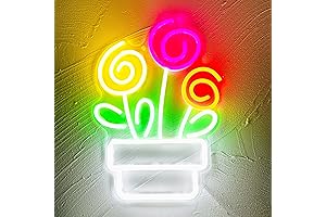Heliwey Neon Flower Pot Sign: Illuminate Your Walls with Green Leaf Vibes