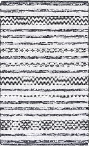 Miniatura 3 de Safavieh Augustine Collection AGT729B - Alfombra marroquí rústica con flecos 8 x 10 pies beige y marfil