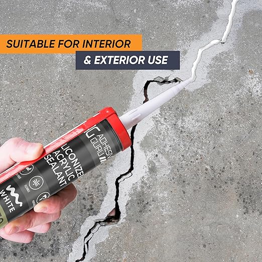 Adhesive Guru AG530 Sellador Acrílico Siliconado Impermeable 12 Pack Blanco miniatura 4