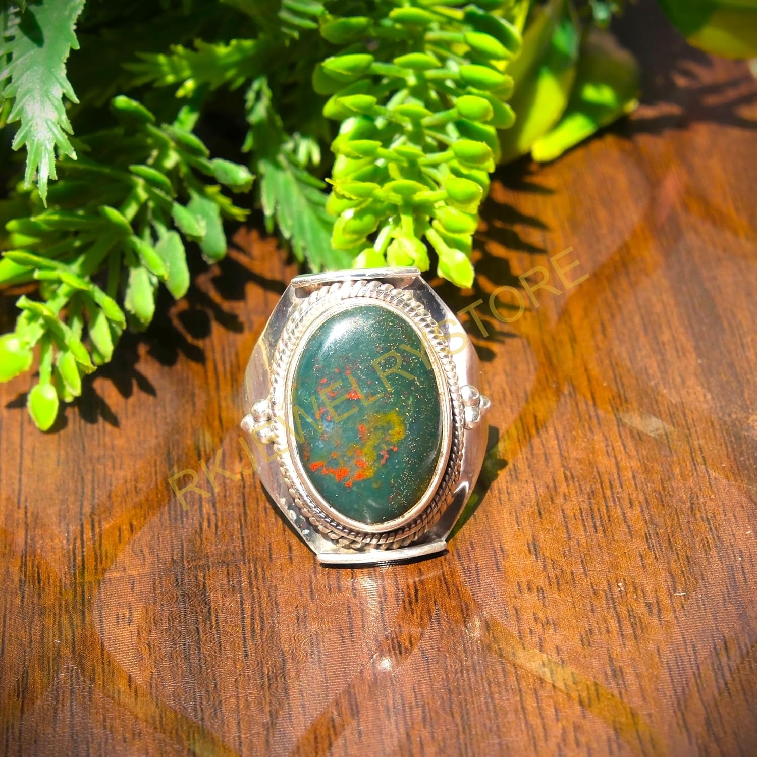 Bloodstone 925 Sterling Silver Handmade Stacking Ring Unique Stone Ring Christmas Gift Jewelry For Women