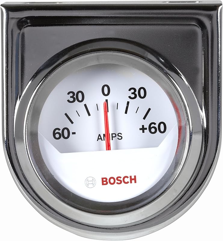 BOSCH SP0F000058 Style Line 2" Ammeter Gauge (White Dial Face, Chrome Bezel)