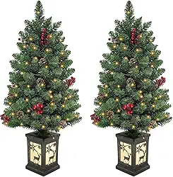 Árvore de Natal verde Prelit de 1,5 m com Prelit Premium 78 LEDs, 8 modos, alimentada por bateria, pequena árvore de Natal para presente de decoração de Natal, casa, escritório, exterior, interior com