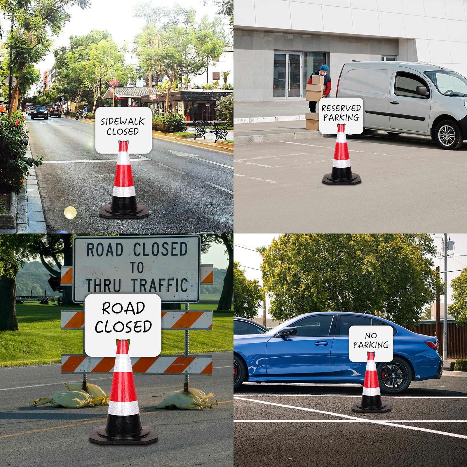 5 Pack Blank Traffic Cone Signs, 12.6"x10.4" Write-On Traffic Sign, PVC Traffic Cone Top DIY White Sign for Road Barricade Outdoor Construction Waterproof — Amazon image 7