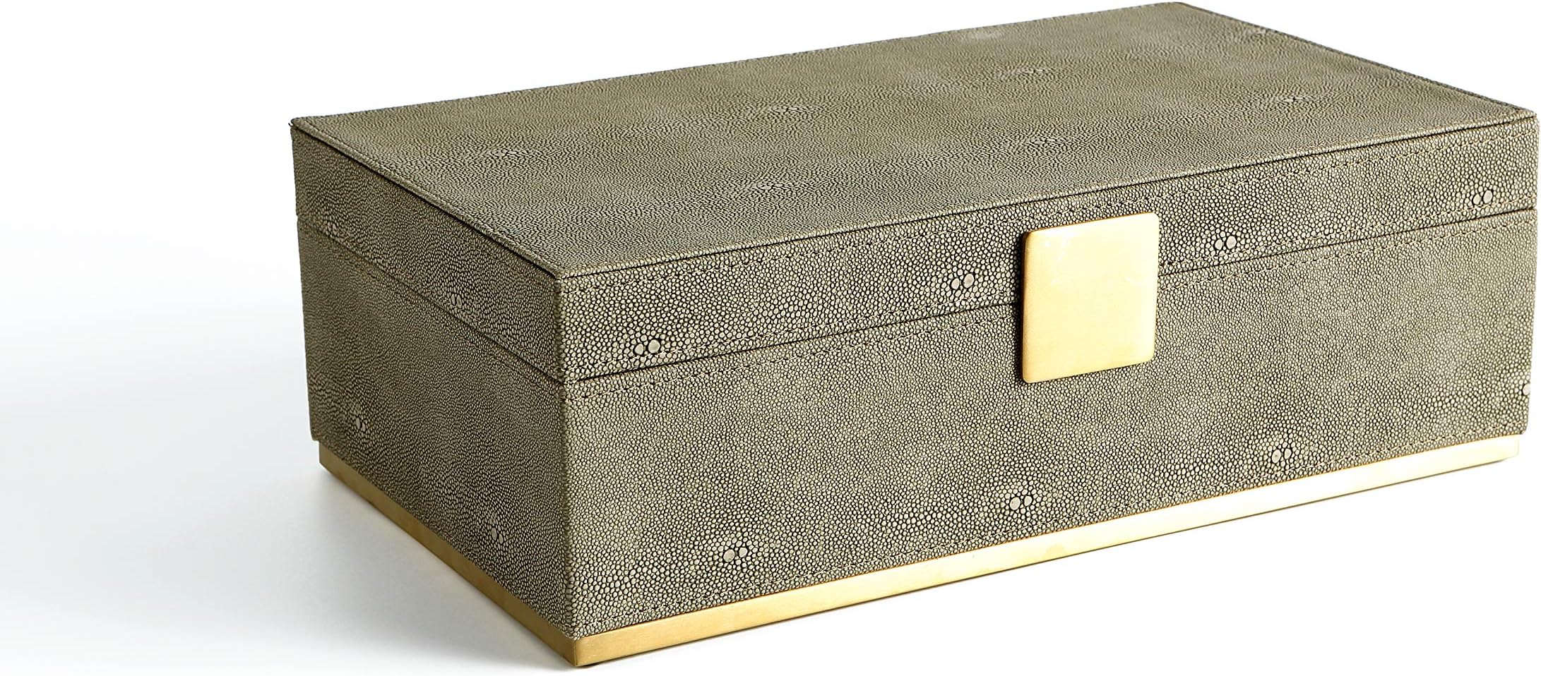 Sage Shagreen Leathern Large Home Decor Decorative Box Faux Leather Dresser Organizer Storage Box For Men's Accessories, Women's Cosmetic, Jewerly Organizer (Tan, 14x8.3 inch)
