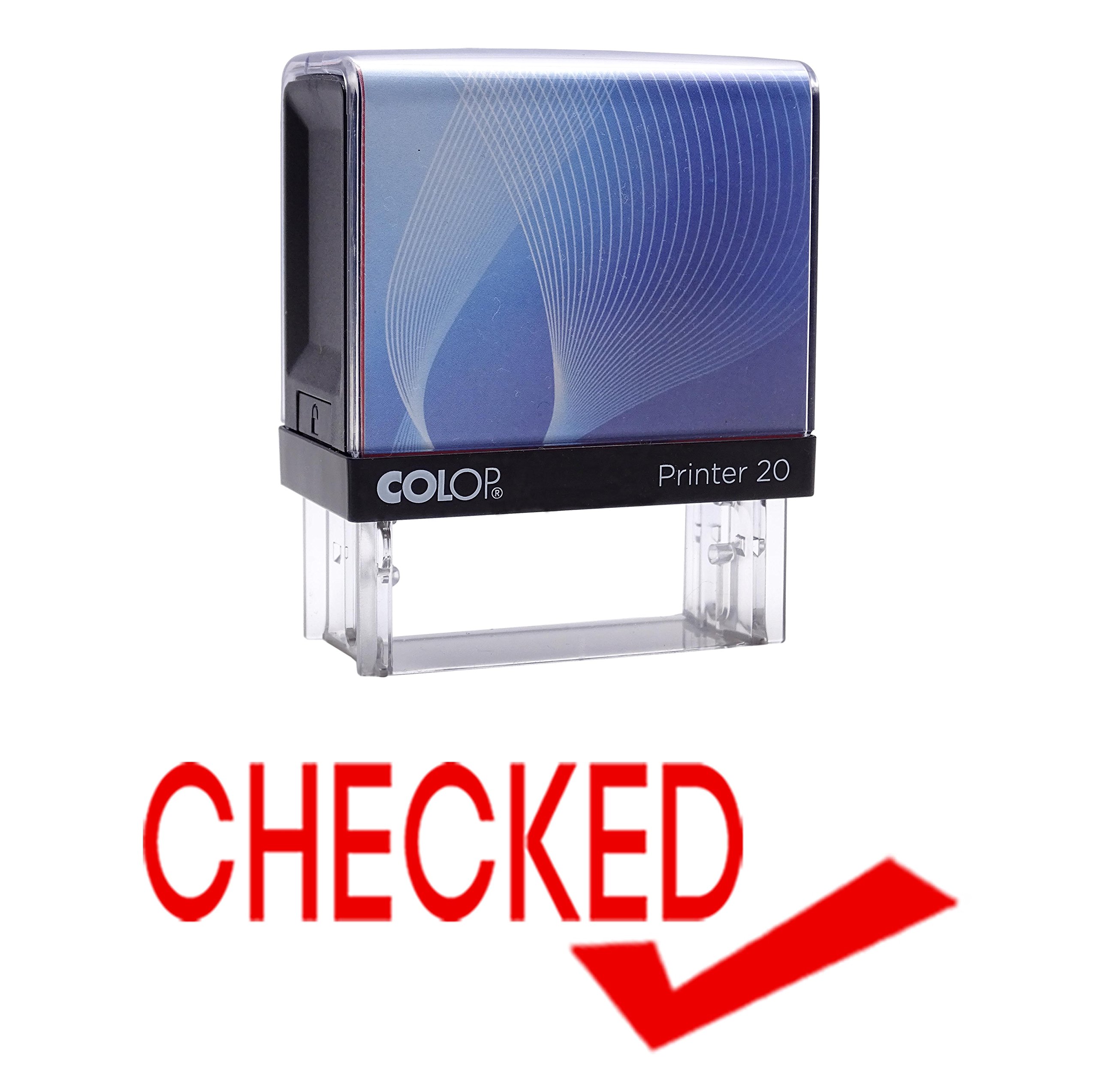 Checked Self Inking Rubber Stamp Custom Colop Office Stationary P20 Mini Stamper