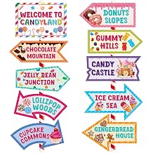 20Pcs Candy Land Party Decorations, Halloween Decor Signs