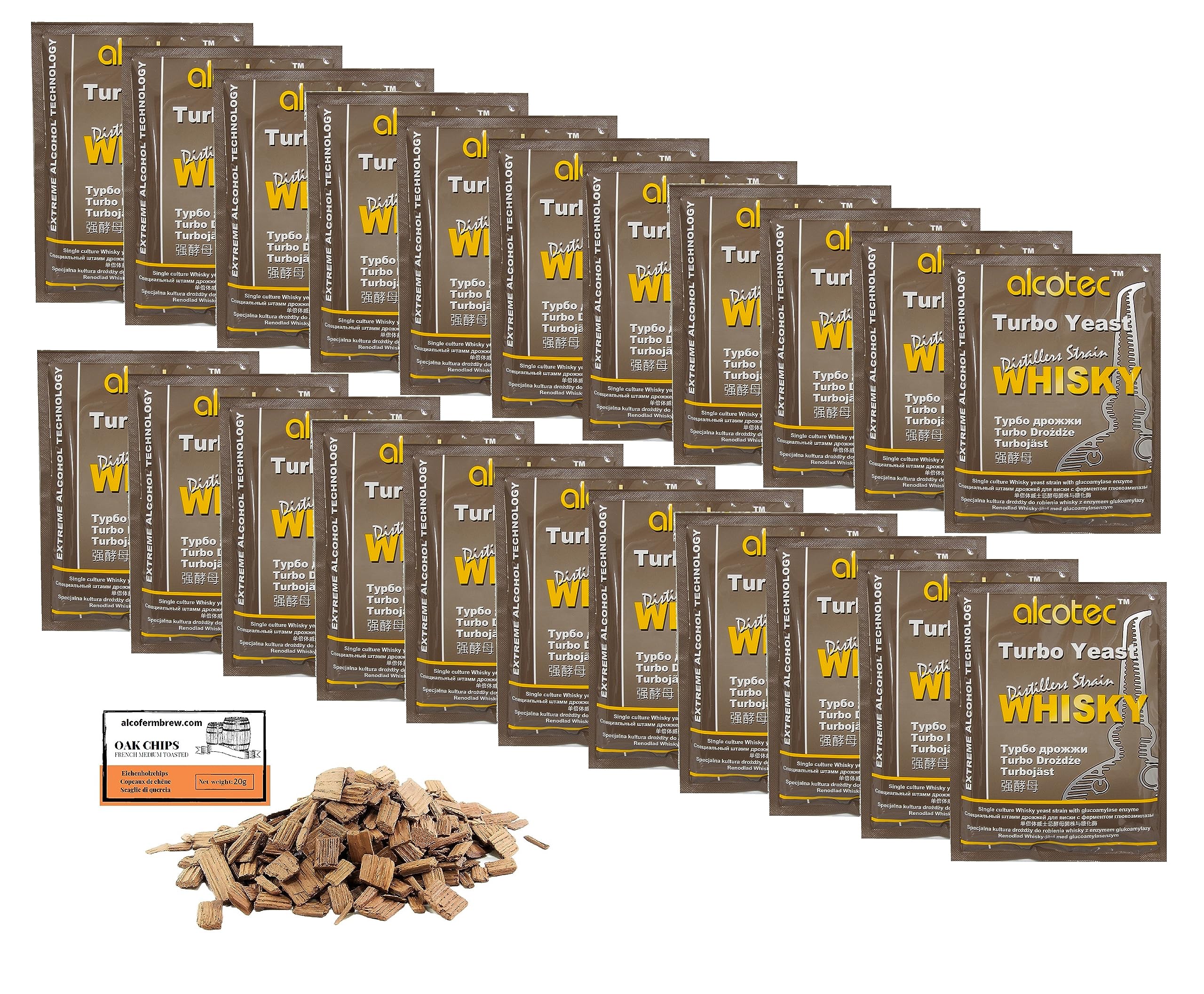 22 x Turbohefe - Alcotec Whisky 73g, Hefe zur Gärung, Turbo Hefe, Hefe für Maische, Hefe für die Gärung, Wodka-Hefe