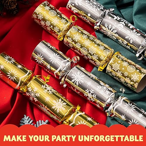 Miniatura 5 de JOYIN Paquete de 8 recuerdos de fiesta de Navidad sin broches con diseño de copo de nieve rojo y verde con suministros de fiesta para niños y