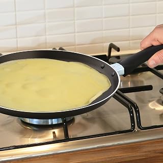 YBM Home Classic 9.5 Inch Nonstick Crepe Pan with Riveted Handle, MultiPurpose Aluminum Dual-Layer Teflon Cookware for Crepes, Omelettes, Pancakes and Tortilla, Induction Compatible, Black KR9