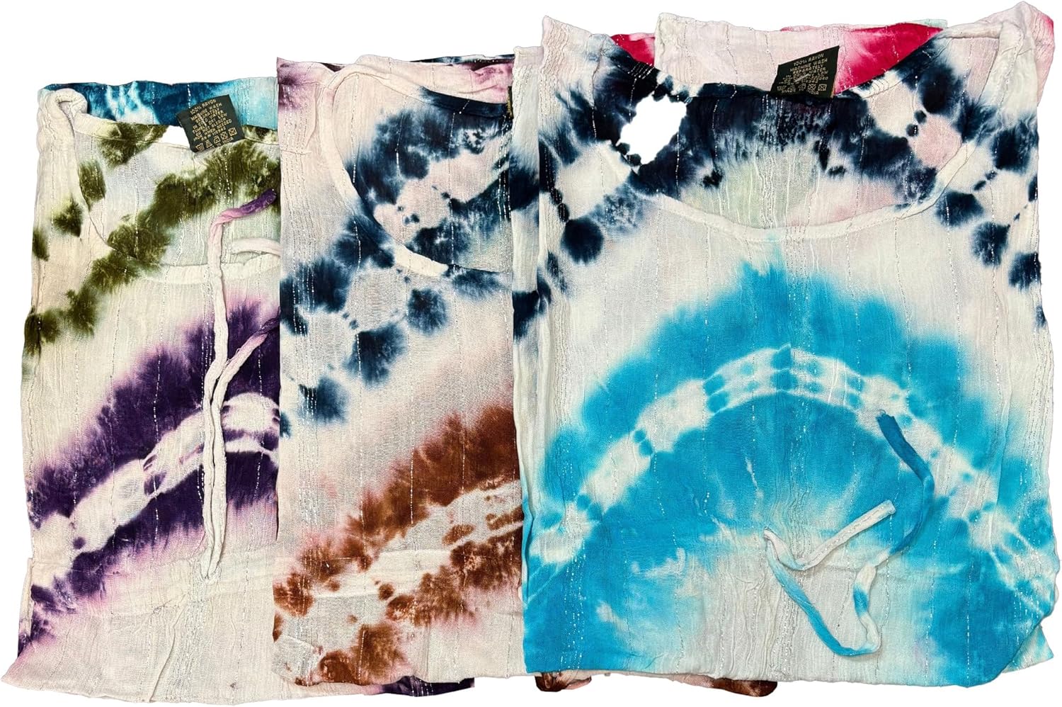 Yoga Trendz Missy Plus Indian Bohemian Gypsy Caftan/Kaftan Coverup Tunic Tie-Dye Lurex No2 Multicolor