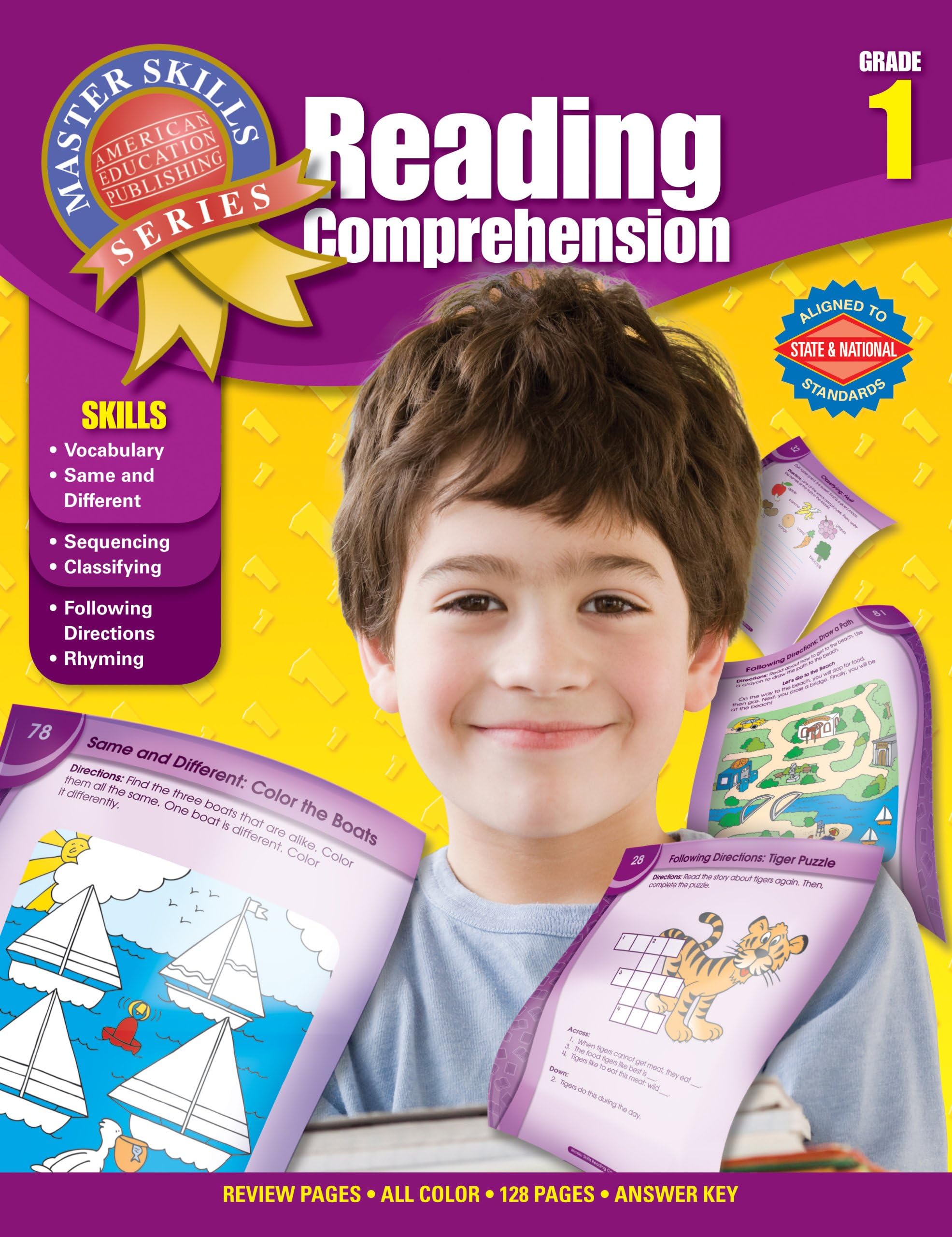 Carson Dellosa Reading Comprehension 1st Grade Workbook, Vocabulary, Rhyming, Sequencing, Classifying, and More Skills, Classroom or Homeschool Curriculum (Master Skills)