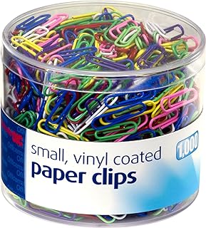Officemate Vinyl Coated #2 Paper Clips, Assorted Colors, Tub of 1000 (97634)