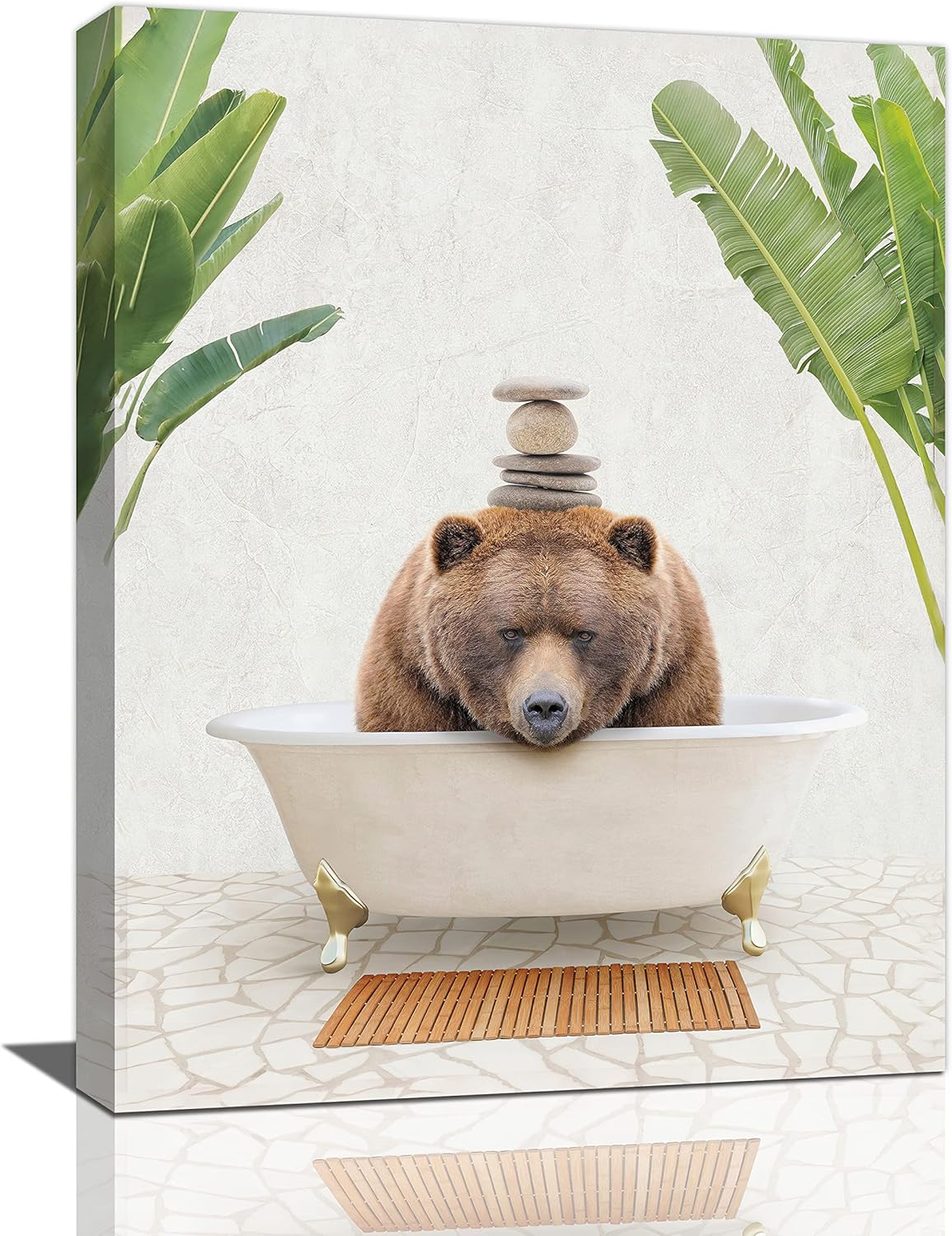Bear Bathroom Decor Wall Art Funny Meditation Bear in