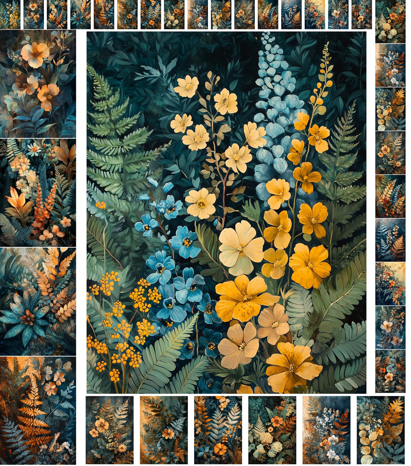 Papel de decoupage floral botánico ideal para regalos artesanales y creativos