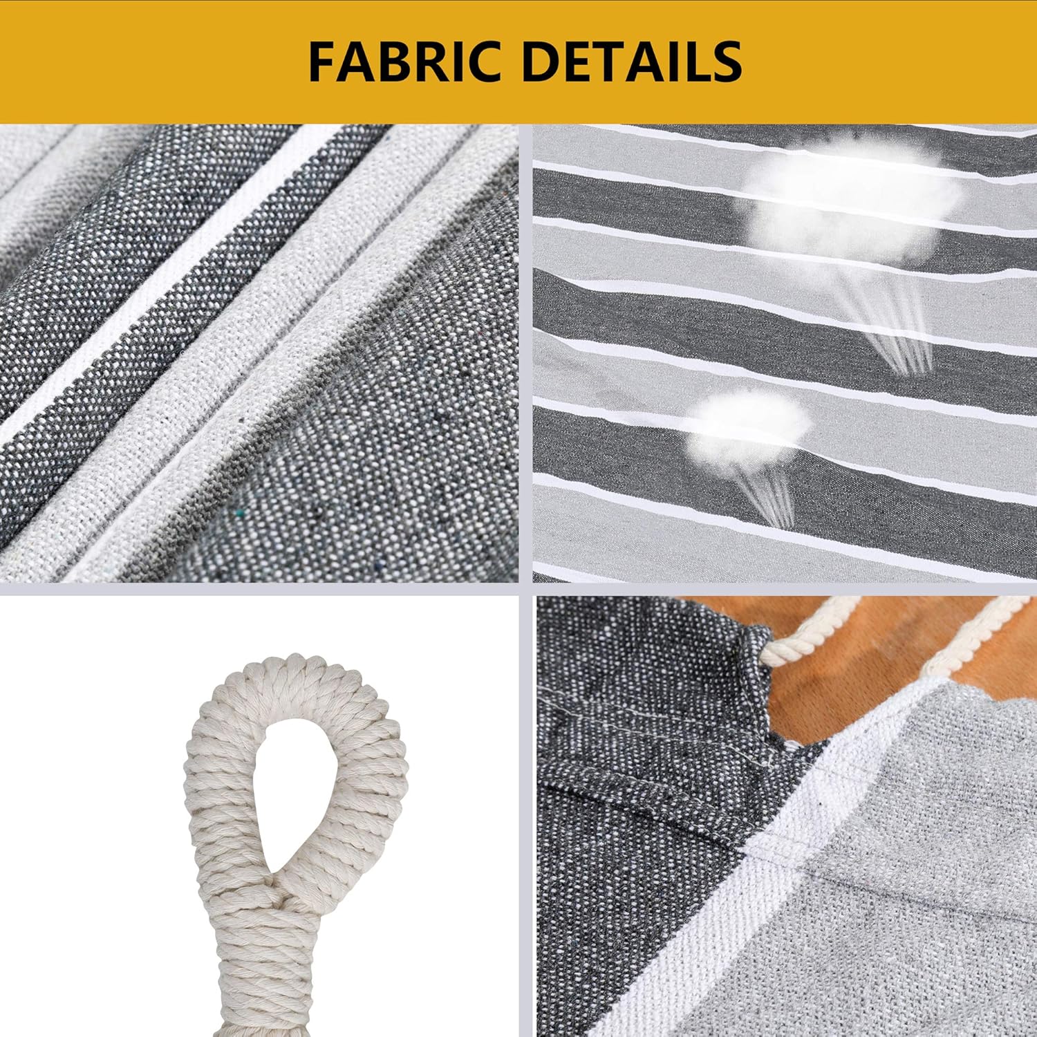 Double Hammock Brazilian Hammocks with Portable Carrying Bag,Soft Woven Fabric, Up to 450 Lbs Hanging for Patio,Trees,Garden,Backyard,Porch,Outdoor and Indoor XXX-Large Grey&White Stripe