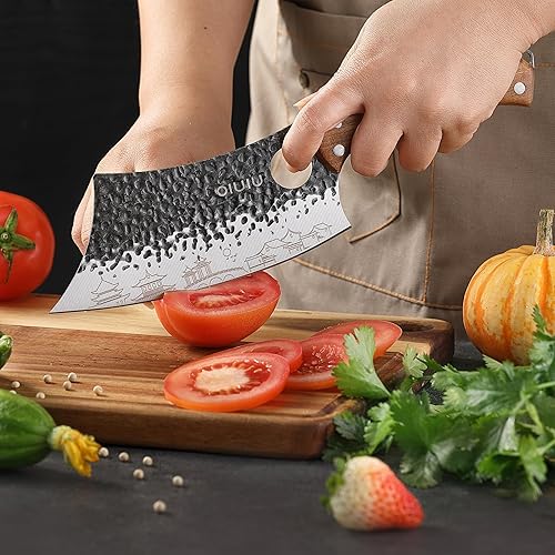 Miniatura 5 de Juego de 3 cuchillos de carnicero, cuchillo de carnicero de 7 pulgadas, cuchillo de chef serbio de 7 pulgadas y cuchillo vikingo de 6.5 pulgadas,