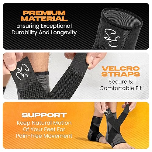 Miniatura 3 de Special Essentials Tobillera con correa para hombres y mujeres, 1 par de mangas de compresión para fascitis plantar, neuropatía, tendinitis de