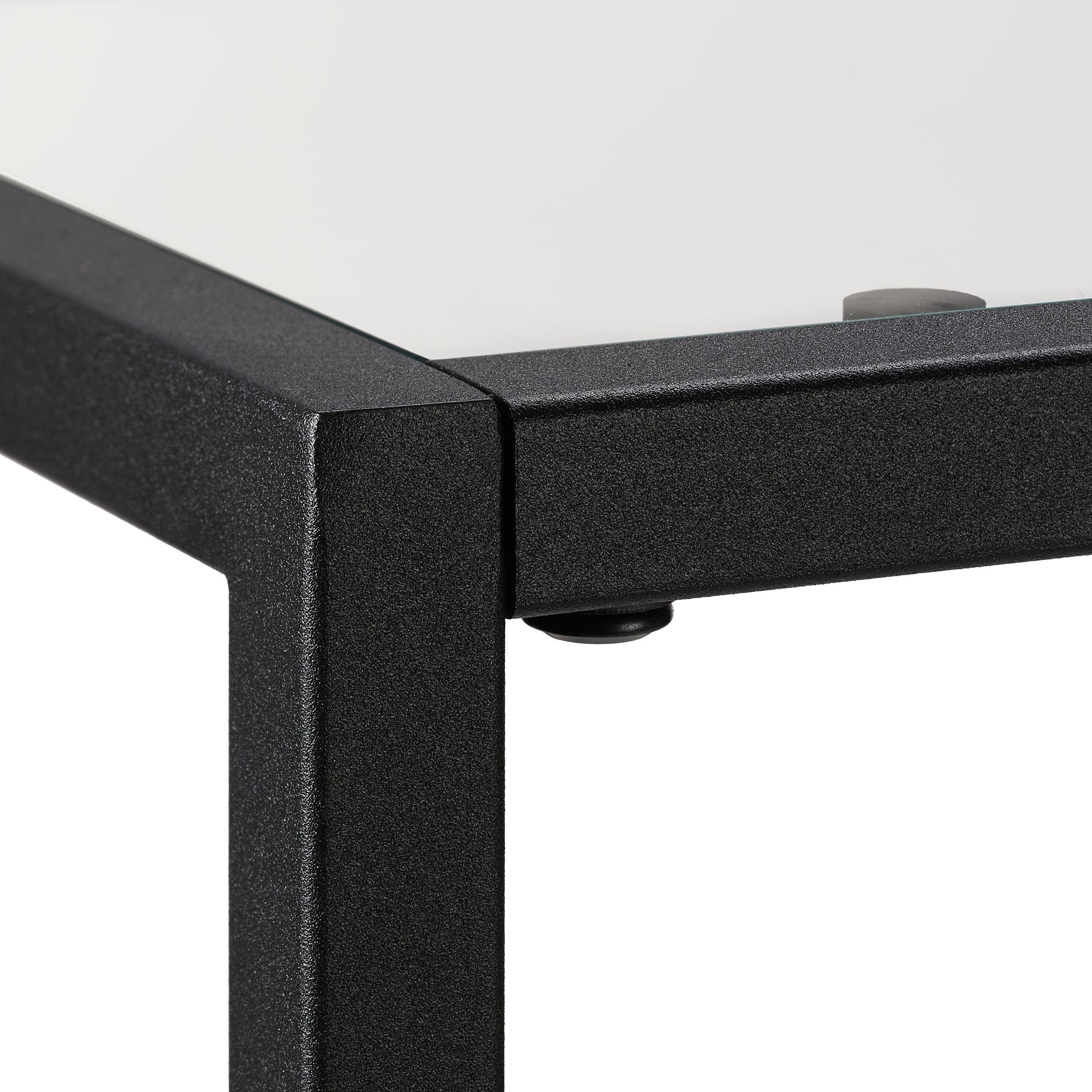 Relaxdays Consola Recibidor Cristal, 2 Tableros, Mesita Entrada, 70x110x30 cm, Pasillo, Metal, Vidrio Templado, Negro