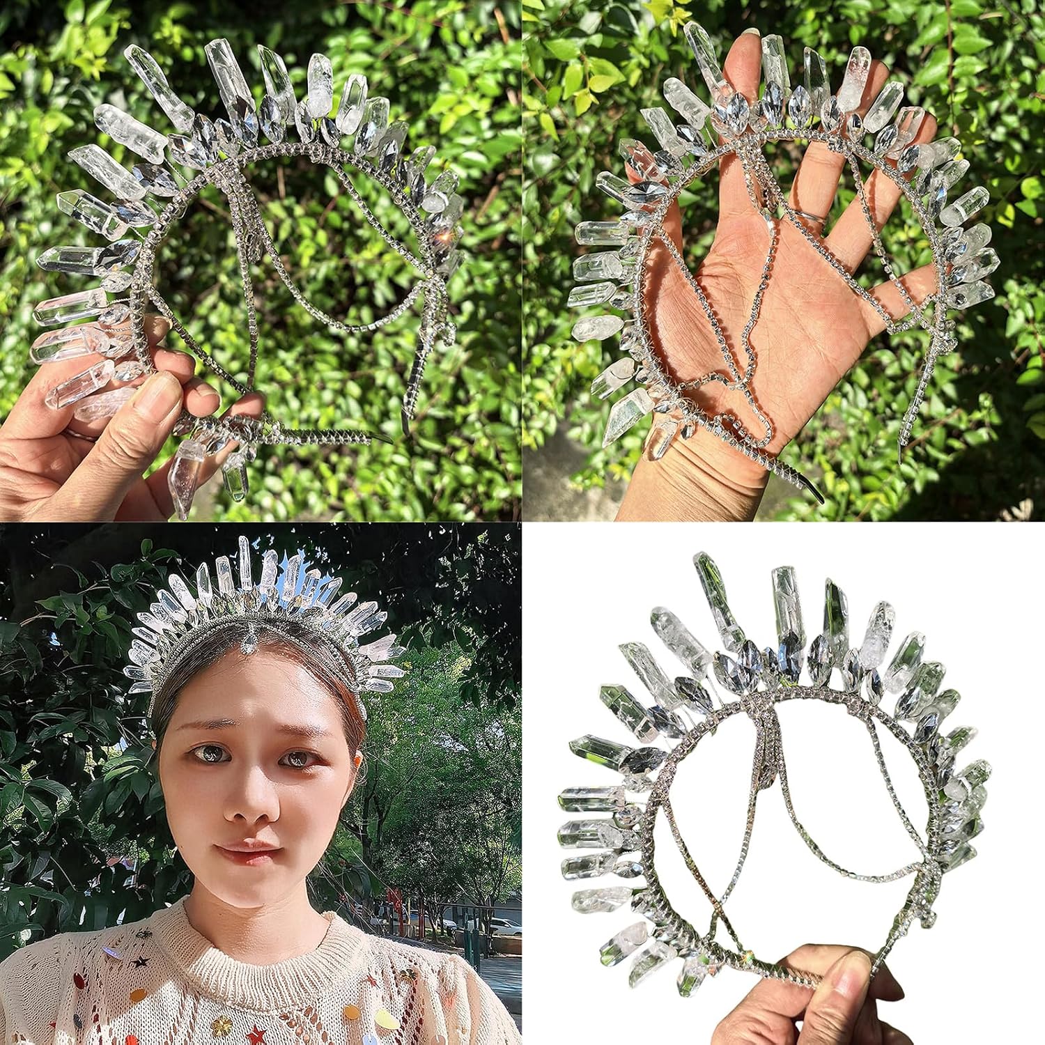 Mjaie Glittering Rhinestones Bridal Crowns Hairband Accessory Tiaras Hairhoop for Wedding Ceremonies Receptions and Photoshoots Crystal Bridal Tiaras Hairhoop