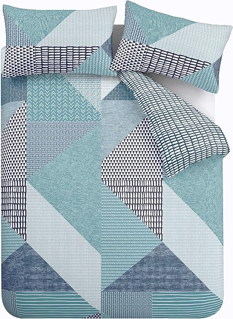 Catherine Lansfield Larsson Geo Easy Care Double Duvet Set Teal